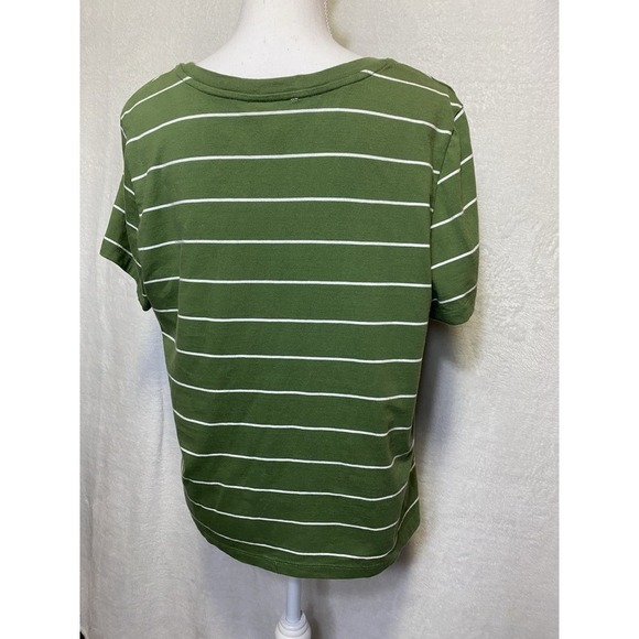 Style & Co Women's XL Feeder Green Striped Cotton T Shirt Top NWT - Picture 5 of 9